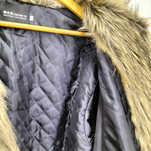 JIAO MU YU BOUTIQUE CUSTOMIZED 裏地キルティング フェイクファー ジャケット Y2K メンズ import:XL