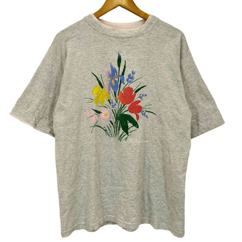 アローレ ALORE USA製 フラワーデザイン フェイクレイヤード 半袖 Tシャツ メンズ import:L