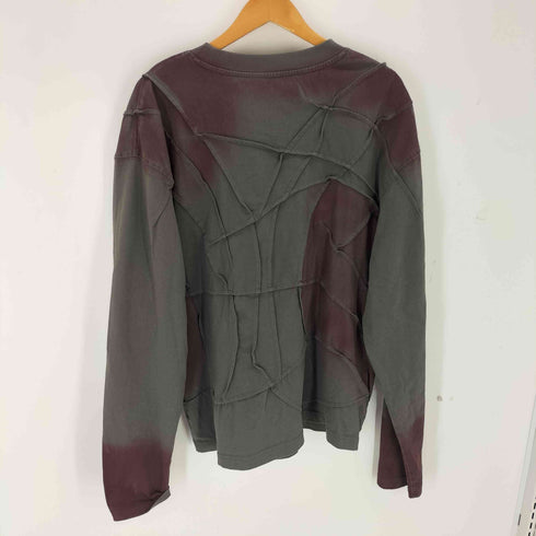 THE BOY HAS NO PATIENCE ザ ボーイ ハズ ノー ペーシェンス RIBBED PRINT PLEATED LONG SLEEVE リブプリントプリーツロングスリーブTシャツ メンズ import:L