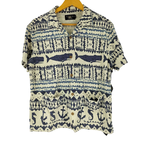 ダブルアールエルラルフローレン RRL RALPH LAUREN NAUTICAL PRINT JERSEY CAMP SHIRT ナチュラルプリント ジャージー キャンプ シャツ メンズ JPN:S