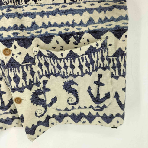ダブルアールエルラルフローレン RRL RALPH LAUREN NAUTICAL PRINT JERSEY CAMP SHIRT ナチュラルプリント ジャージー キャンプ シャツ メンズ JPN:S