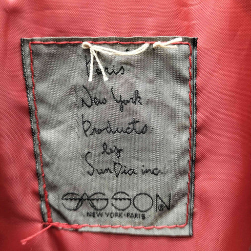サッソン SASSON 襟 レザー 切替 ウール ナイロン ジャケット くるみボタン メンズ