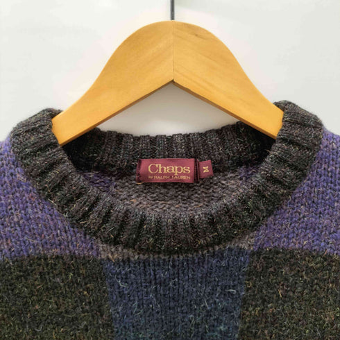 チャップスラルフローレン CHAPS RALPH LAUREN 90S 総柄 パネル チェック ニット メンズ JPN:M