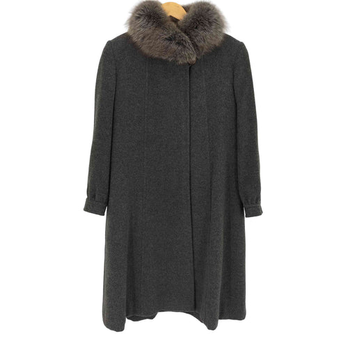 カラット Carat sanyo ALPACA 比翼ボタン ブルーフォックスファー フレアコート レディース 9A2