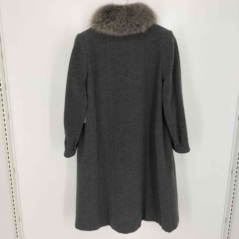 カラット Carat sanyo ALPACA 比翼ボタン ブルーフォックスファー フレアコート レディース 9A2