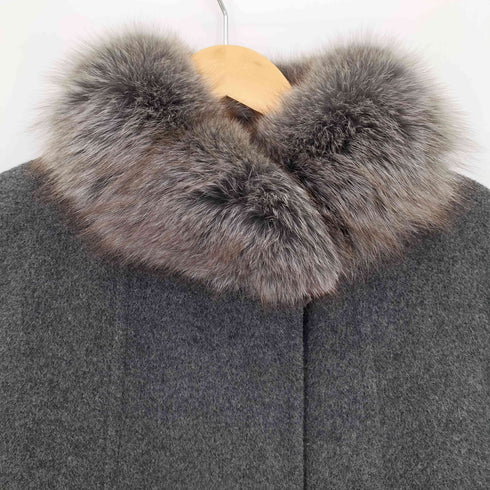 カラット Carat sanyo ALPACA 比翼ボタン ブルーフォックスファー フレアコート レディース 9A2
