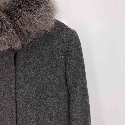 カラット Carat sanyo ALPACA 比翼ボタン ブルーフォックスファー フレアコート レディース 9A2