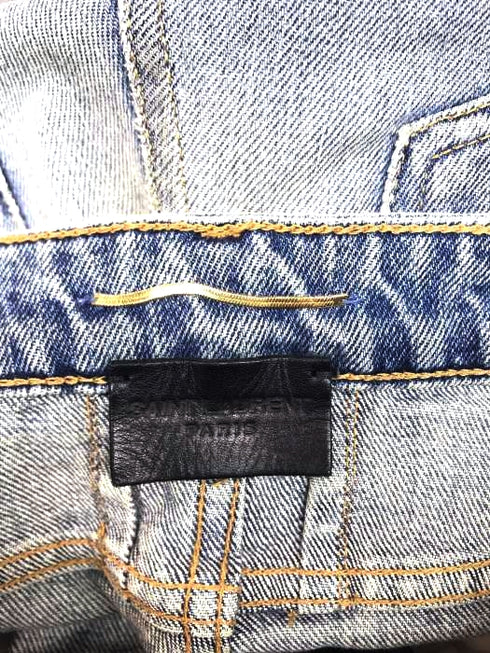 サンローランパリ SAINT LAURENT PARIS クラッシュデニムパンツ メンズ 27inch 27inch