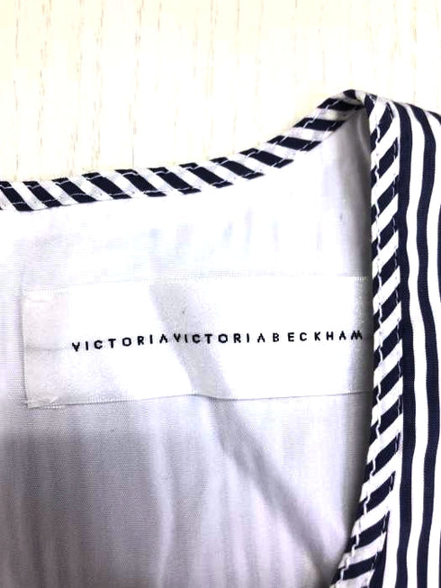 Victoria Victoria Beckham ヴィクトリアヴィクトリアベッカム ストライプノースリーブワンピース レディース UK:8
