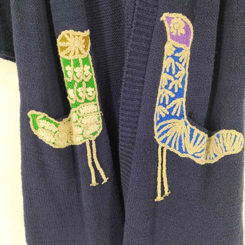 ミナペルホネン mina perhonen mingling 海鳥刺繍 コットンニットカーディガン レディース 38