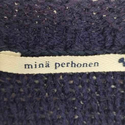 ミナペルホネン mina perhonen mingling 海鳥刺繍 コットンニットカーディガン レディース 38