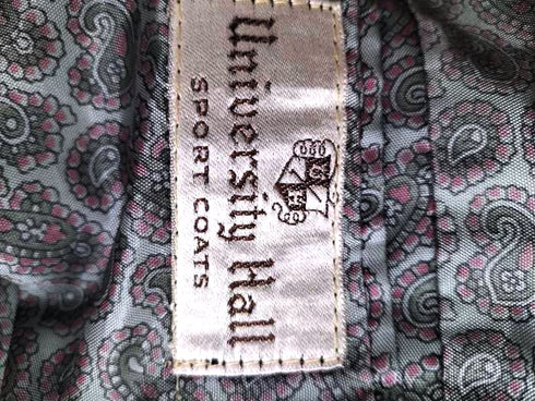 70S University Hall ユニオンチケット付き 裏地サテンペイズリー柄 ウールスポーツコート 金ボタン 3B メンズ 無