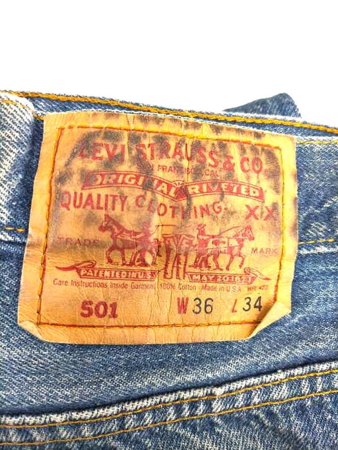 リーバイス Levis USA製 501 ボタンフライストレートデニムパンツ ボタン裏刻印501 メンズ W36 L34