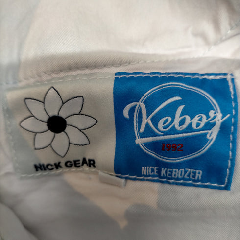 ケボズ KEboz NICK GEAR COLLABORATION Flower&Embroidery Logo DENIM ONE WASH メンズ JPN:L