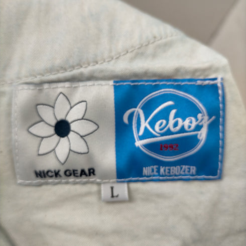 ケボズ KEboz NICK GEAR COLLABORATION Flower&Embroidery Logo DENIM ONE WASH メンズ JPN:L