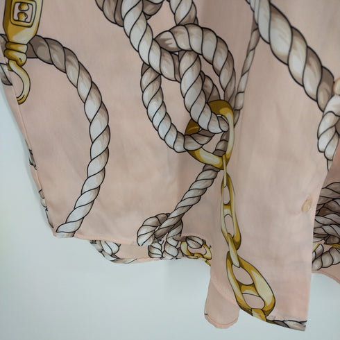 ザラ ZARA knot chain print pink button up shirt レディース US M