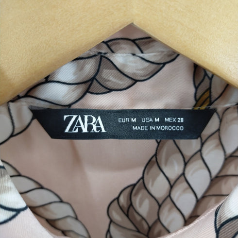ザラ ZARA knot chain print pink button up shirt レディース US M