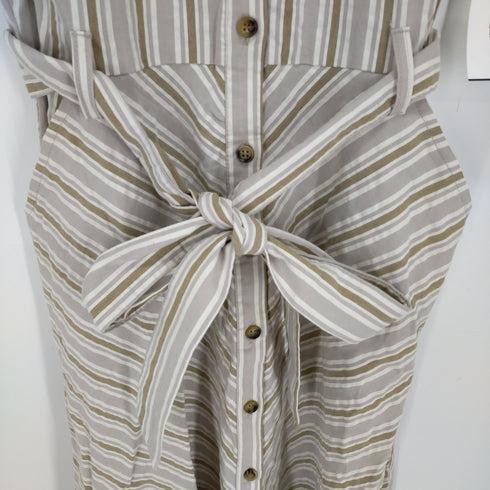 ザラ ZARA ストライプ ノースリーブシャツワンピース レディース US M
