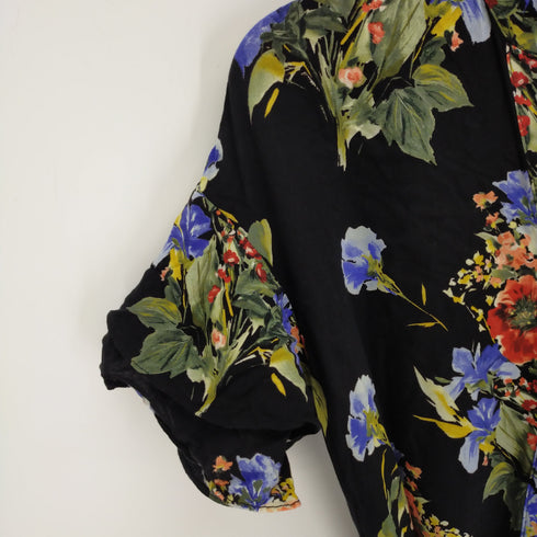 ザラベーシック ZARABASIC 花柄 シャツワンピース レディース US M