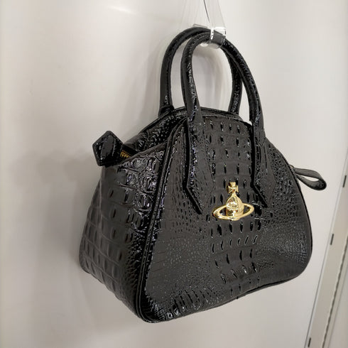 ヴィヴィアンウエストウッド アングロマニア Vivienne Westwood ANGLOMANIA オーブエンブレムクロコ型押しハンドバッグ レディース 無