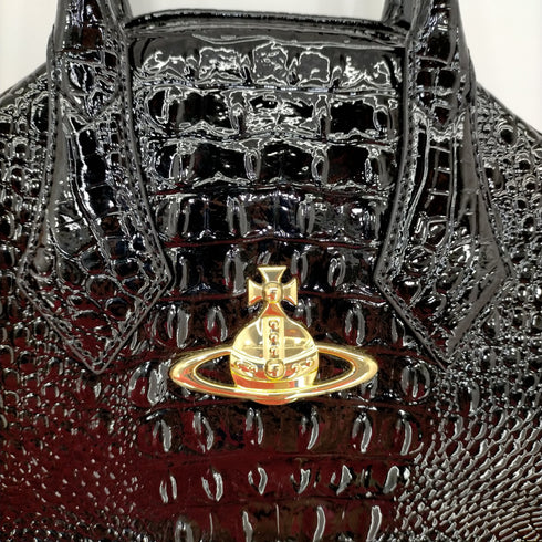 ヴィヴィアンウエストウッド アングロマニア Vivienne Westwood ANGLOMANIA オーブエンブレムクロコ型押しハンドバッグ レディース 無