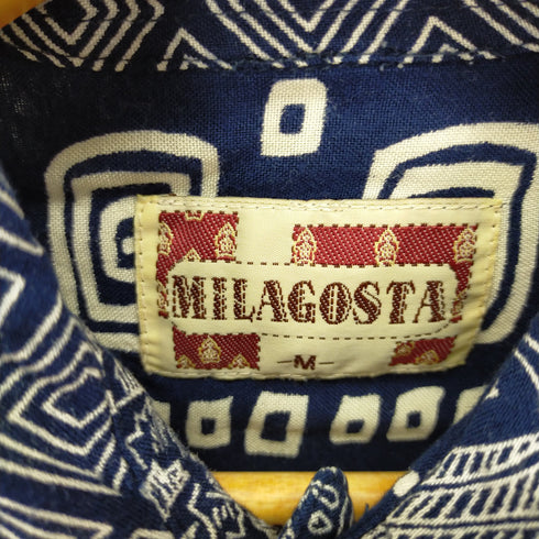 ミラゴスタ MILAGOSTA 総柄S/Sオープンカラーシャツ メンズ