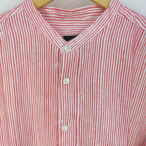 バナナタイム BANANATIME SLIM GRANDAD SHIRT BAMBOO STRIPES メンズ JPN:M