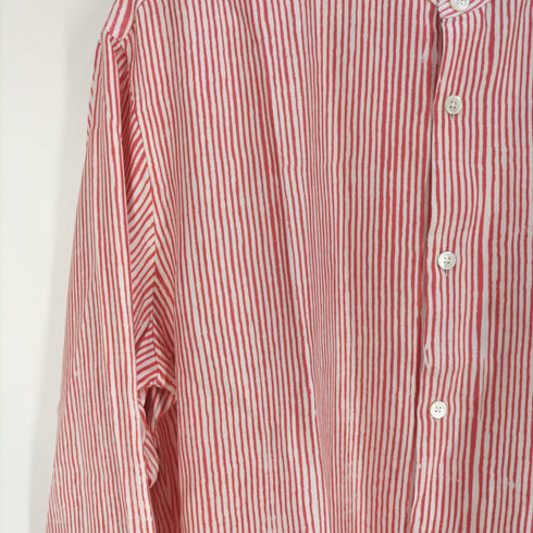バナナタイム BANANATIME SLIM GRANDAD SHIRT BAMBOO STRIPES メンズ JPN:M