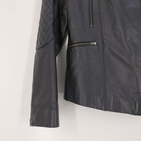 ステファネル STEFANEL ラムレザーライダースジャケット レディース 36