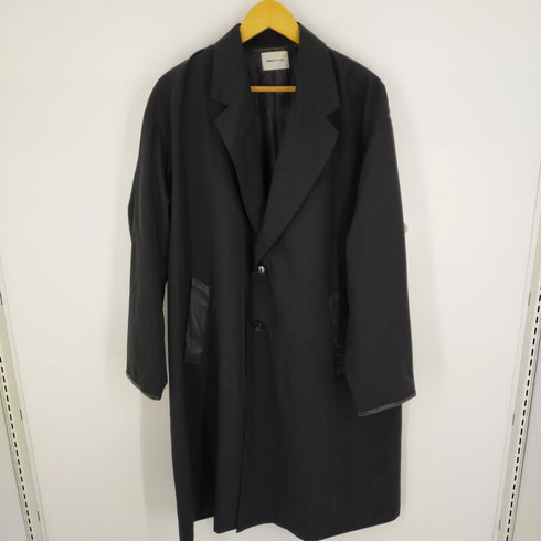 エマクローズ EMMA CLOTHES オーバーサイズ チェスターコート/ソフトレザー切替 メンズ JPN:M