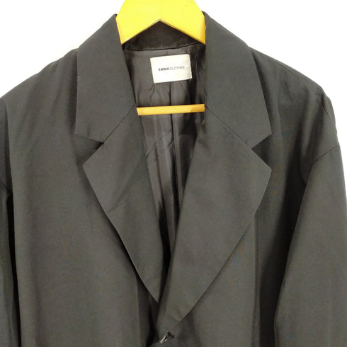 エマクローズ EMMA CLOTHES オーバーサイズ チェスターコート/ソフトレザー切替 メンズ JPN:M