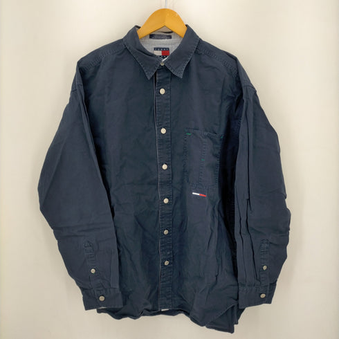 トミージーンズ tommy jeans 90S~00S メタルボタンコットン片ポケシャツ メンズ import:L
