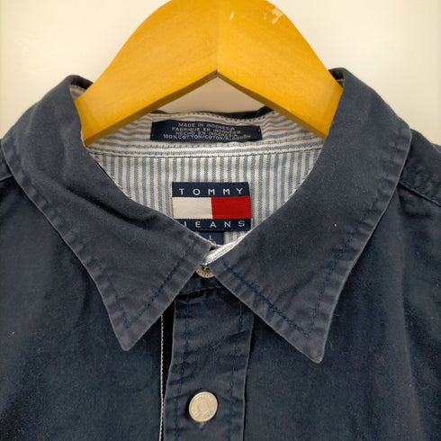 トミージーンズ tommy jeans 90S~00S メタルボタンコットン片ポケシャツ メンズ import:L