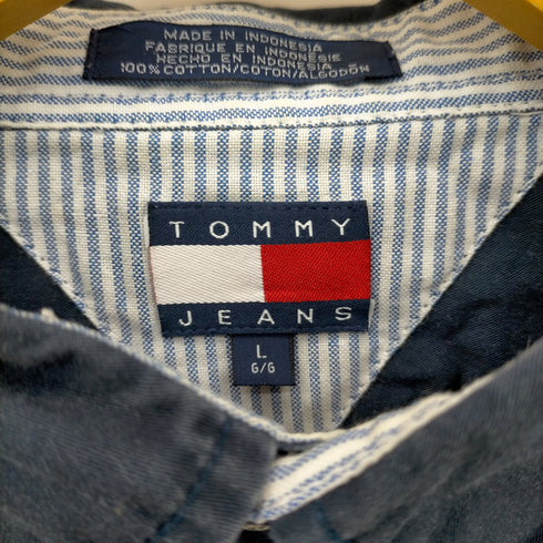 トミージーンズ tommy jeans 90S~00S メタルボタンコットン片ポケシャツ メンズ import:L