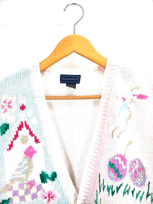 チャータークラブ CHARTER CLUB カレンダー刺繍 ラミーコットン ニットベスト レディース JPN:L