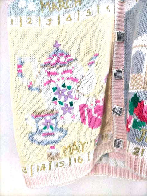 チャータークラブ CHARTER CLUB カレンダー刺繍 ラミーコットン ニットベスト レディース JPN:L