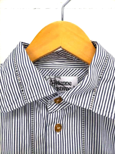ヴィヴィアンウエストウッドマン Vivienne Westwood MAN ワンポイント刺しゅう ストライプシャツ メンズ JPN:44