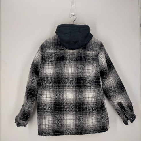 ザラ ZARA フード付きチェックウールジャケット メンズ JPN:M