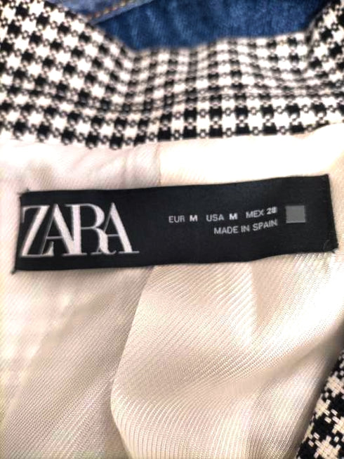 ザラ ZARA ハウンドトゥースパターンダブルテーラードジャケット レディース M