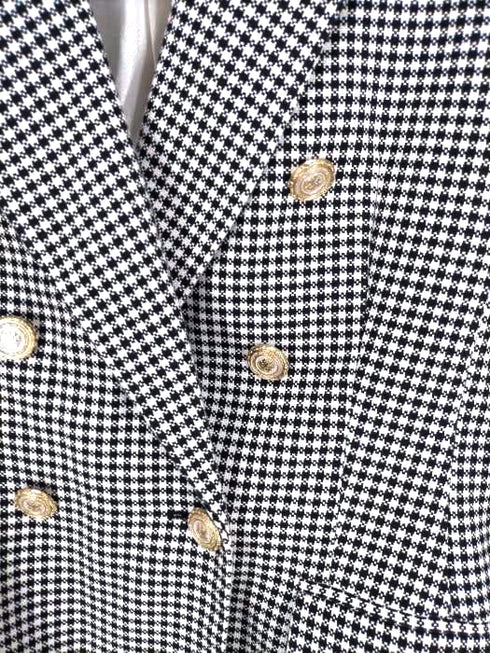 ザラ ZARA ハウンドトゥースパターンダブルテーラードジャケット レディース M