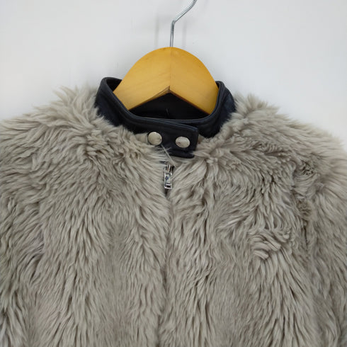 ザラ ZARA long-sleeved short zipper jacket PU leather stitching plush jacket thick coat レザーステッチラビットファーシンプルブルゾン ジャケットコート レディース import:XS
