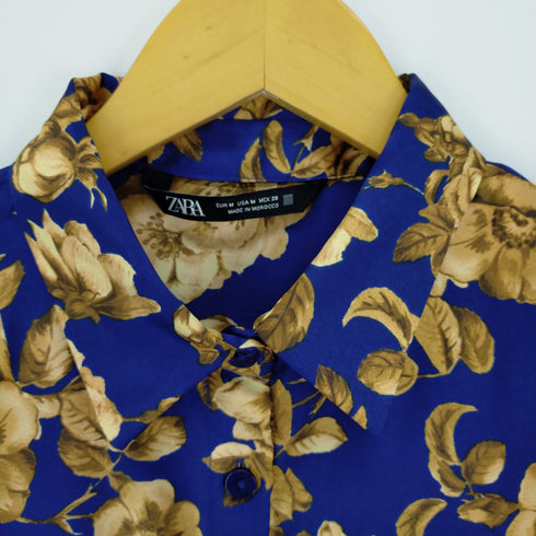 ザラ ZARA Rose Satin Shirt Dress レディース US M