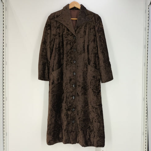 70s シワ加工 ベロアコート レディース