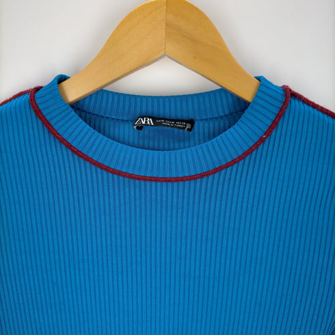 ザラ ZARA リブ コントラスト Tシャツ レディース JPN:M