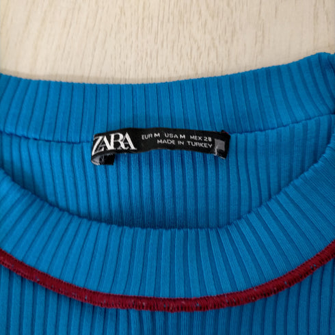 ザラ ZARA リブ コントラスト Tシャツ レディース JPN:M