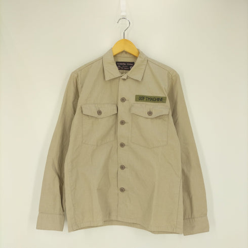 ソフトマシーン The softmachine バックプリント リップストップ ミリタリーシャツ メンズ JPN:L