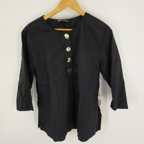 ザラ ZARA ゴールドボタンブラウス レディース US M