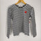 プレイコムデギャルソン PLAY COMME des GARCONS AD2016 ワンポイント レッド ハート ロングボーダーTシャツ レディース JPN:L