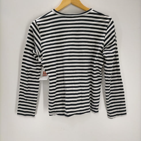 プレイコムデギャルソン PLAY COMME des GARCONS AD2016 ワンポイント レッド ハート ロングボーダーTシャツ レディース JPN:L