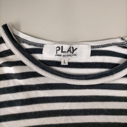 プレイコムデギャルソン PLAY COMME des GARCONS AD2016 ワンポイント レッド ハート ロングボーダーTシャツ レディース JPN:L